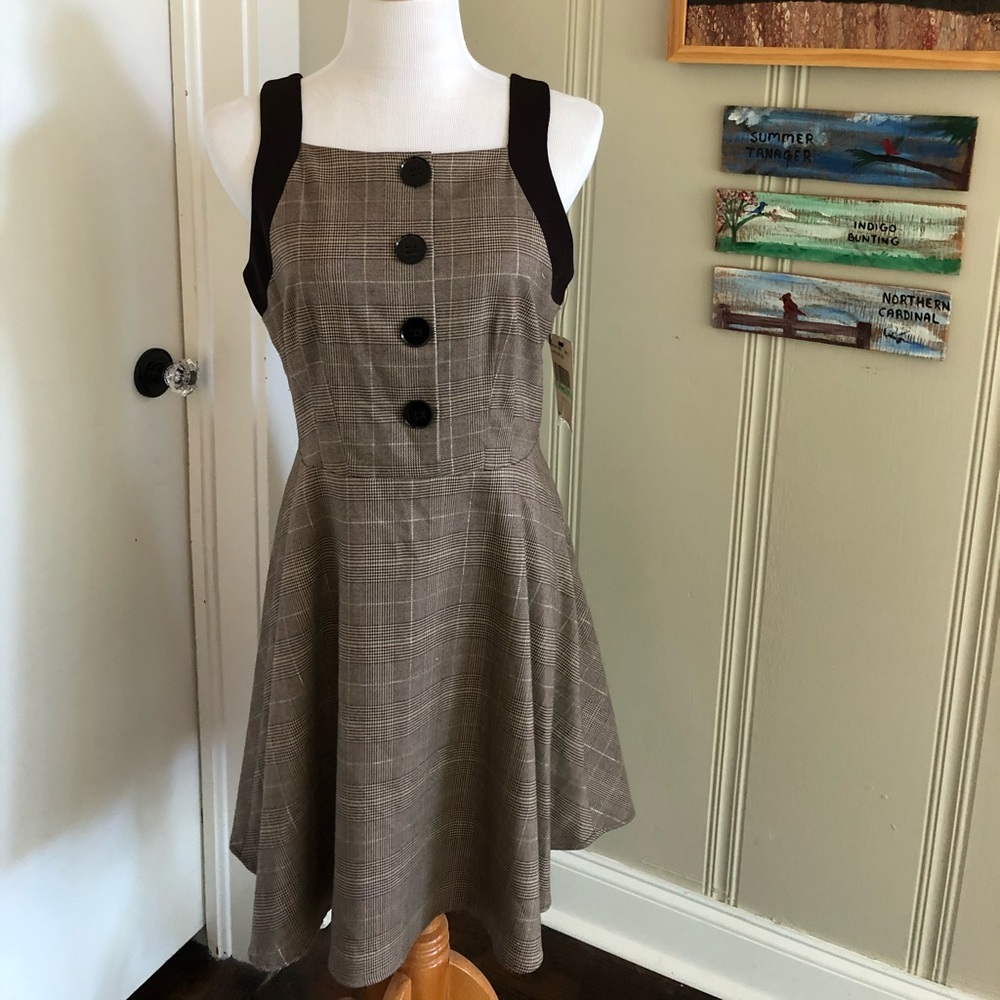 ABS by Allen Schwartz brown plaid dress